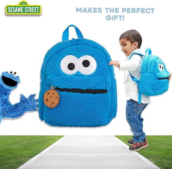 Sesame Street Elmo and Cookie Monster Mini Backpacks for Toddler, Boys, and Girls, School or Travel
