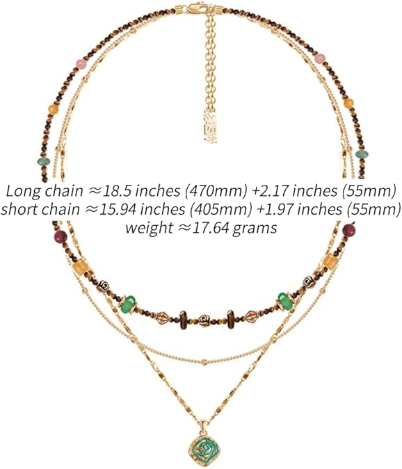 Boho layered Original design Retro style multi-layer beaded necklace Fashion women's gold-plated necklace M3396
