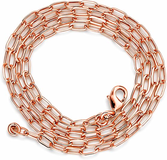 Handmade Copper Paperclip Chain Necklace for Women & Men, Thin Lightweight Minimalist Unisex Fashion Jewellry, Secure Lobster Clasp