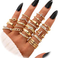 Golden Silvery Black Kunckle Rings Set for Women, Dainty Simple Trendy Cute Stackable Finger Rings Pack, Perfect for Stacking Layering on Thumb and Knuckle, Mixed Size, Jewelry Gift