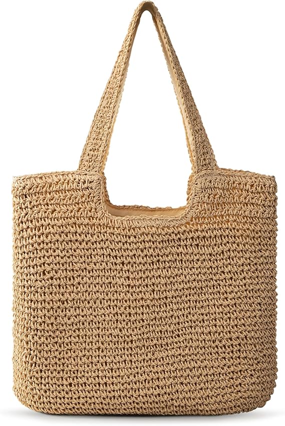 Trifabricy Beach Bags for Women, Woven Straw Tote Bags，Large Beach Bag, Weaving Swim Shopping Travel Bag Waterproof