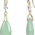 Teardrop Jade Earrings 14K Gold Plated Handmade Green Teardrop Dangle Earrings Vintage Drop Jade Jewelry for Women